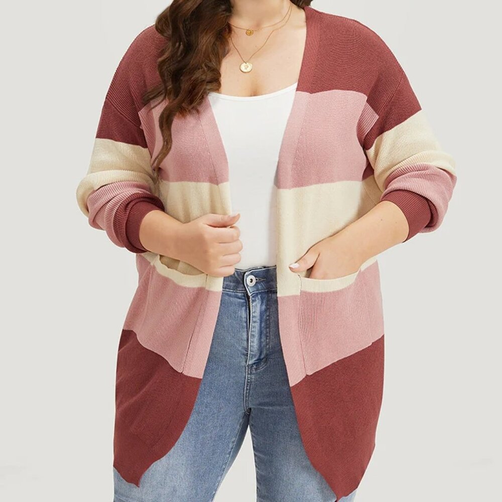 Bloom Chic Russet Colour Block Cardigan  size 5x  EUC